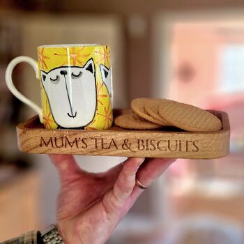 Personalised Oak Tea And Biscuit Tray, 2 of 5