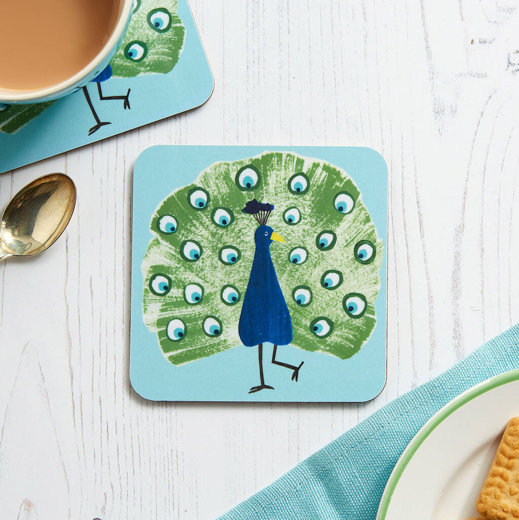 Set Of Four Peacock Coasters, 1 of 4