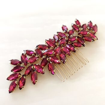 ‘Enya’ Wine Red Crystal Hair Comb, 3 of 5