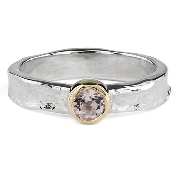Textured Silver And Gold Matilda Morganite Ring, 5 of 7
