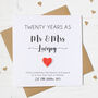 Personalised 20th Wedding Anniversary Card With China Heart, thumbnail 1 of 5
