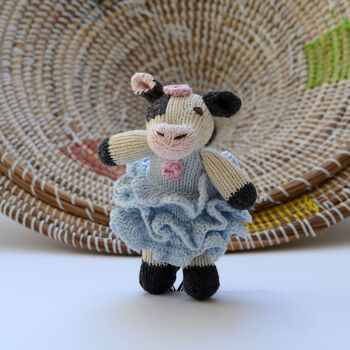 Hand Knitted Cow Soft Toy In Flamenco Dress, 3 of 3