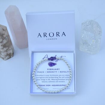 February Birthstone Amethyst Sterling Silver Bracelet, 4 of 6