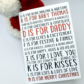 Abc 1st Christmas Daddy Personalised Card, 5 of 5