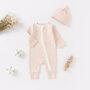 Organic Cotton Striped Zip Sleepsuit And Hat Set, thumbnail 3 of 3