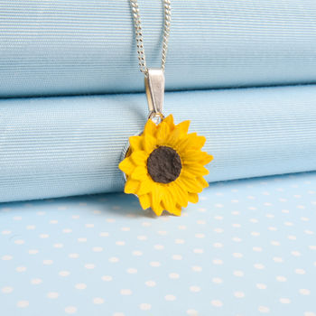 Hand Painted Sunflower Pendant Necklace, 3 of 4