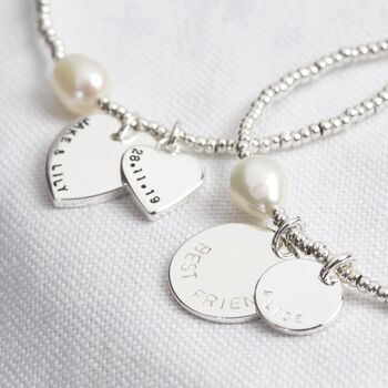 Personalised Double Charm Seed Bead And Pearl Bracelet, 3 of 6