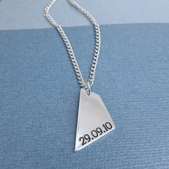 Mens Sterling Silver Personalised Geometric Necklace, 4 of 6
