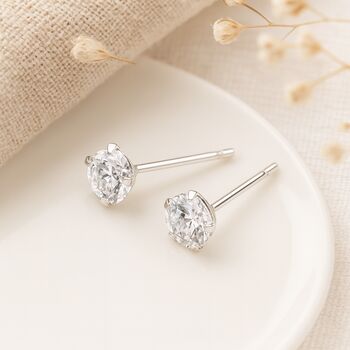 Sterling Silver Clear Cz Micro Stud Earrings – 4mm, 3 of 12
