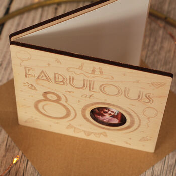 Fabulous At.. Birthday Milestone Wooden Photo Card, 2 of 4