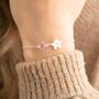 Flower Charm Birthstone Personalised Slider Bracelet, thumbnail 3 of 7