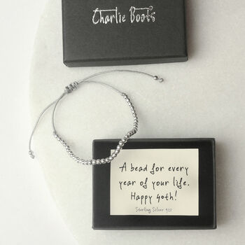 Sterling Silver 40th Birthday 40 Beads Bracelet, 3 of 6