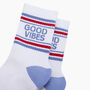 Good Vibes Organic Cotton Sports Socks In White, thumbnail 2 of 4