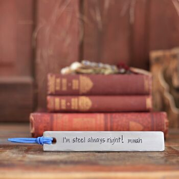 Personalised 11th Anniversary Gift, Steel Tassel Bookmark, 2 of 11