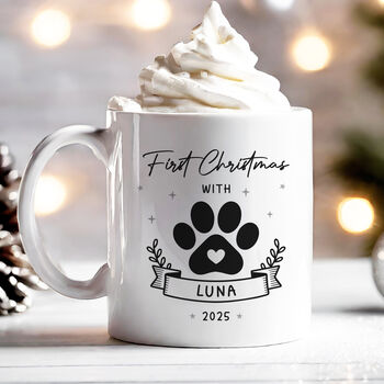 Personalised First Christmas With Pet Mug New Dog Cat Owner Christmas Gift, 5 of 9