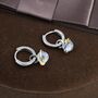 Sterling Silver Moonstone Planet And Gold Star Huggie Hoop Earrings, thumbnail 3 of 11