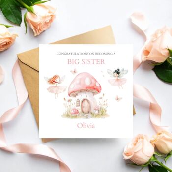 Big Sister Fairy Card, New Sister Announcement, New Baby, 2 of 3