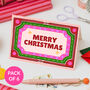 Pack Of Six Retro Colourful Merry Christmas Cards, thumbnail 1 of 5