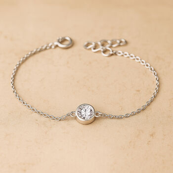 Sterling Silver April Cubic Zirconia Birthstone Bracelet, 2 of 6