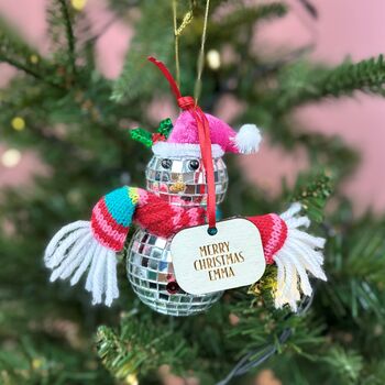 Personalised Disco Ball Snowman Christmas Decoration, 2 of 7