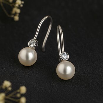 Sterling Silver Pearl Drop Earrings, 4 of 10