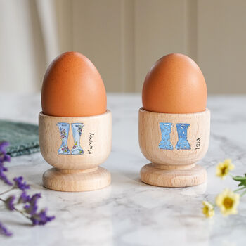 Personalised Mummy And Me Wooden Egg Cups, 3 of 4