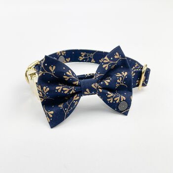 Navy Mistletoe Christmas Dog Bow Tie, 8 of 9