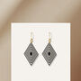 Black And Pearlescent White Diamond Shaped Earrings, thumbnail 3 of 6
