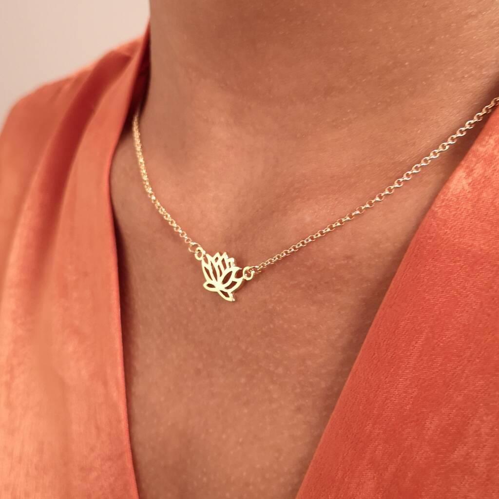 Gold Plated Lotus Flower Necklace By Lily Charmed | notonthehighstreet.com