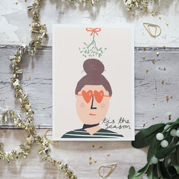 Tis The Season Mistletoe Christmas Card For Her, 2 of 5