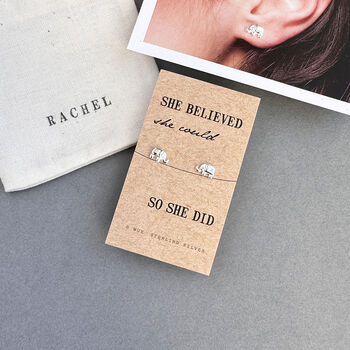She Believed Silver Elephant Earrings, 3 of 6