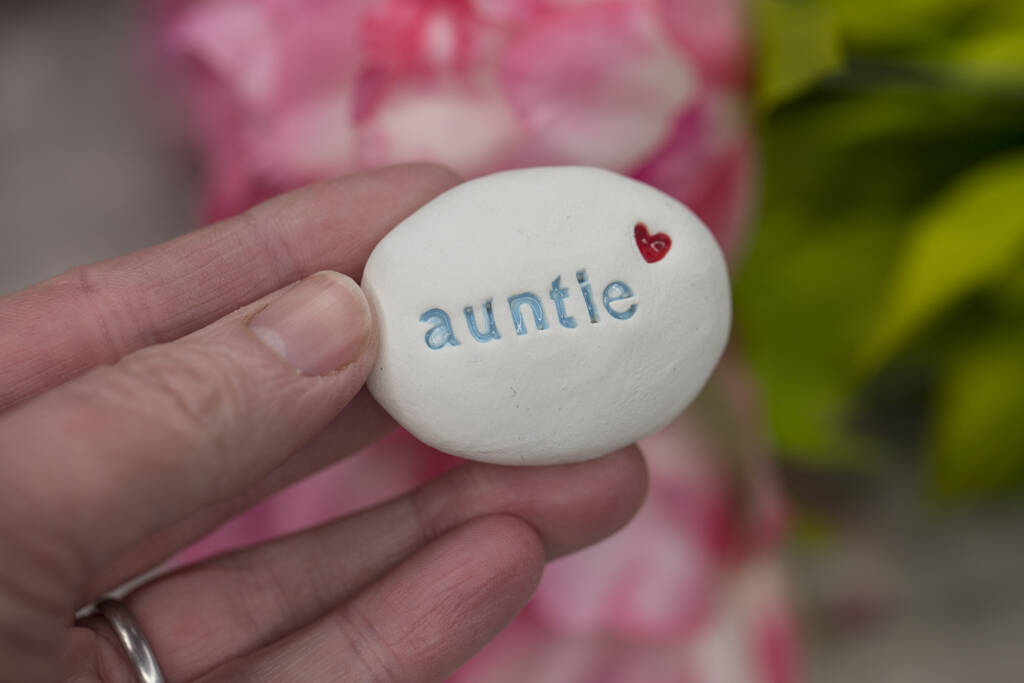 'Auntie' Keepsake Letterbox Gift Pocket Pebble, 1 of 2