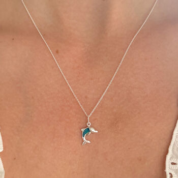 Sterling Silver And Opal Dolphin Necklace, 5 of 6