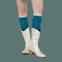 Women's Knee High Glitter Socks Teal Blue, thumbnail 2 of 3