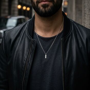 Cuban Link Vertical Bar Silver Chain, 4 of 9