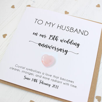 Personalised 15th Anniversary Card With Crystal Heart, 5 of 8
