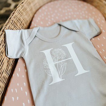 Initial And Birth Month Flower Babygrow, 3 of 12