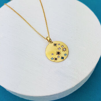 Disc Necklace With Multi Scattered Gemstones, 3 of 3