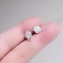 Saturn Silver Stud Earrings With Cz Stones, thumbnail 1 of 7