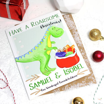 Grandchildren Christmas Card Dinosaur Or Unicorn, 3 of 9