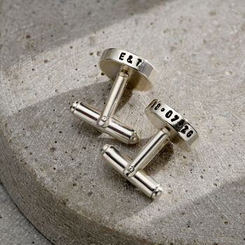 Personalised Large Textured Silver Cufflinks, 3 of 5