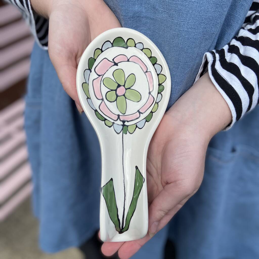 Personalised Handpainted Retro Flower Spoon Rest