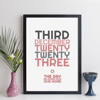 Personalised New Home Date Print With Message, 4 of 12