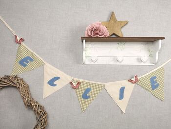 Bunting Vintage Style, Gingham Green Creams Blue, 8 of 8