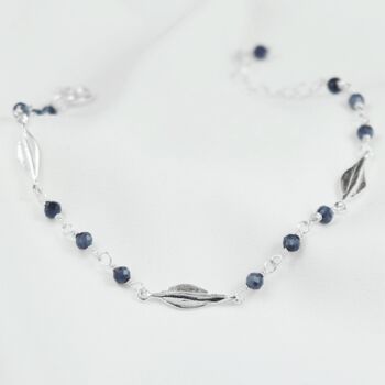 Silver Leaf And Sapphire Bracelet, 3 of 6