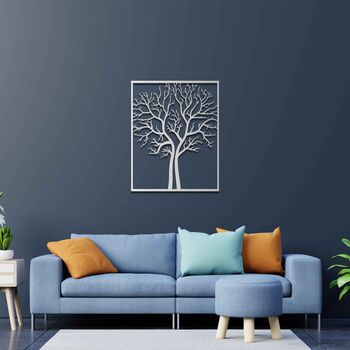 Handmade Wooden Tree Silhouette Wall Art For Living Room Decor, 6 of 9