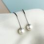 Sterling Silver Pearl Drop Hoop Earrings, thumbnail 1 of 5