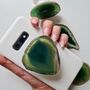 Green Agate Stone Phone Holder Grip, thumbnail 1 of 6