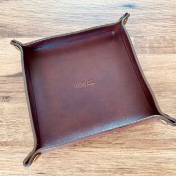 Personalised Leather Desk Coin Tray, Chocolate Brown, 4 of 12