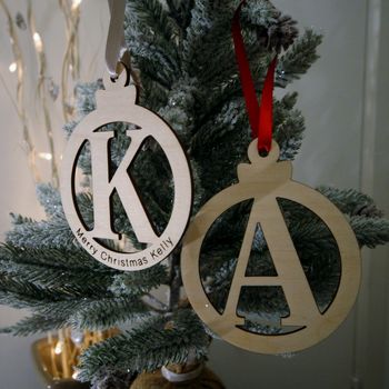 Wooden Christmas Letter Baubles, 5 of 8